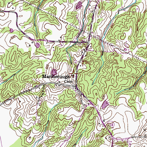 Topographic Map of Marlborough United Baptist Church, TN