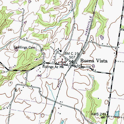 Topographic Map of Mount Nebo Baptist Church, TN