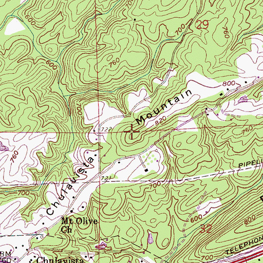 Topographic Map of Chulavista Mountain, AL