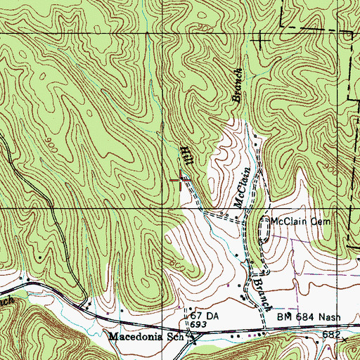 Topographic Map of Ledbetter Cemetery, TN