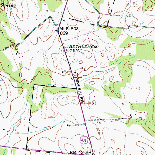 Topographic Map of Liggett Cemetery, TN