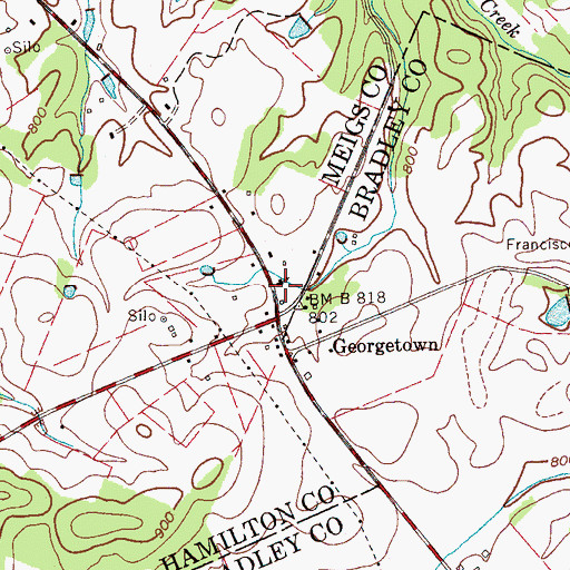 Topographic Map of Georgetown Baptist Church, TN