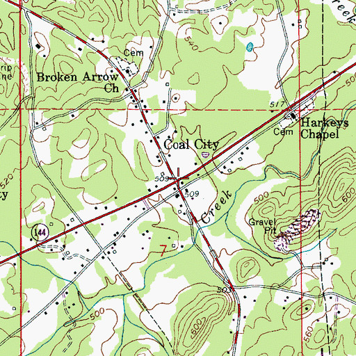 Topographic Map of Coal City, AL