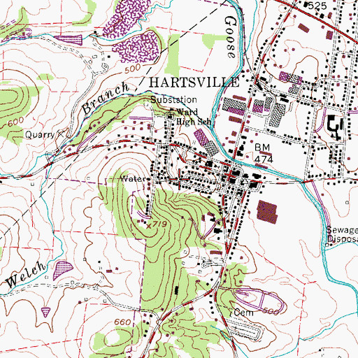 Topographic Map of Green Chapel Methodist Church, TN