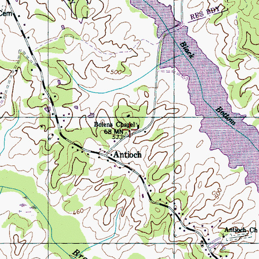 Topographic Map of Antioch School (historical), TN