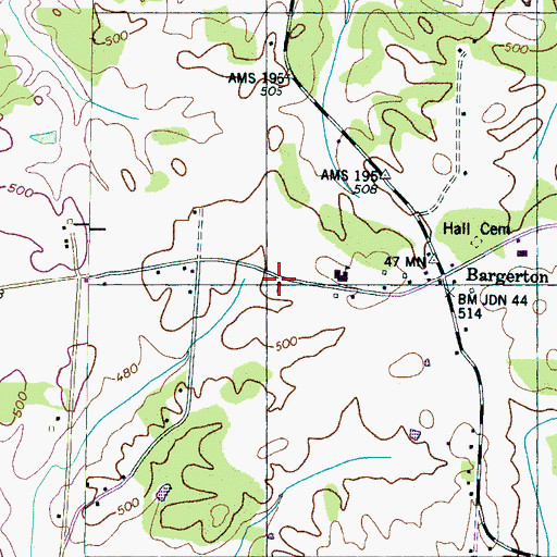 Topographic Map of Bargerton Church of Christ, TN