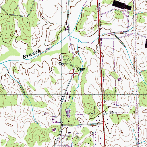 Topographic Map of Beech River, TN