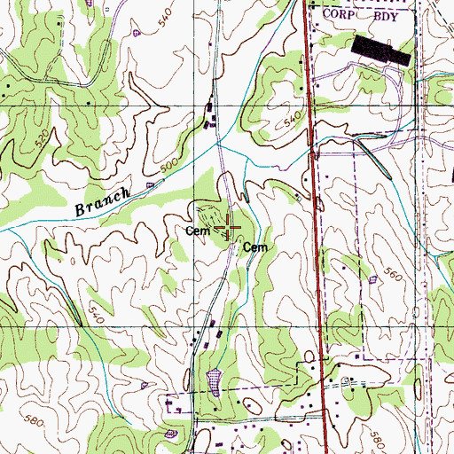 Topographic Map of Beech River Cemetery, TN