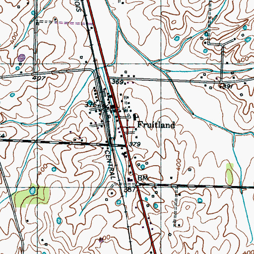 Topographic Map of First Presbyterian Church of Fruitland, TN