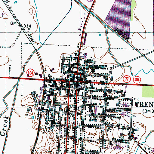 Topographic Map of Gibson County Courthouse, TN