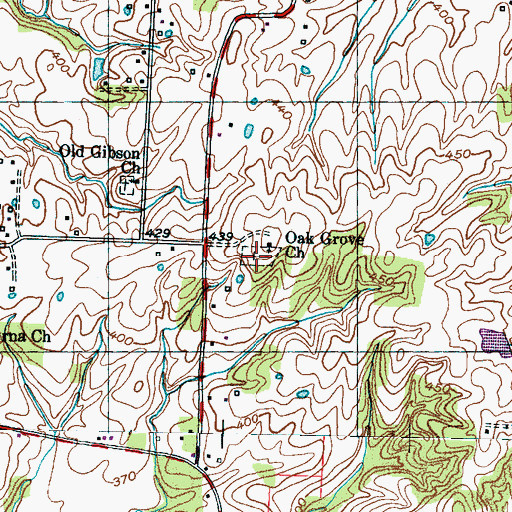 Topographic Map of Oak Grove Cemetery, TN
