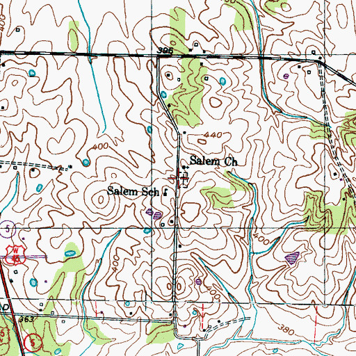 Topographic Map of Salem Cemetery, TN
