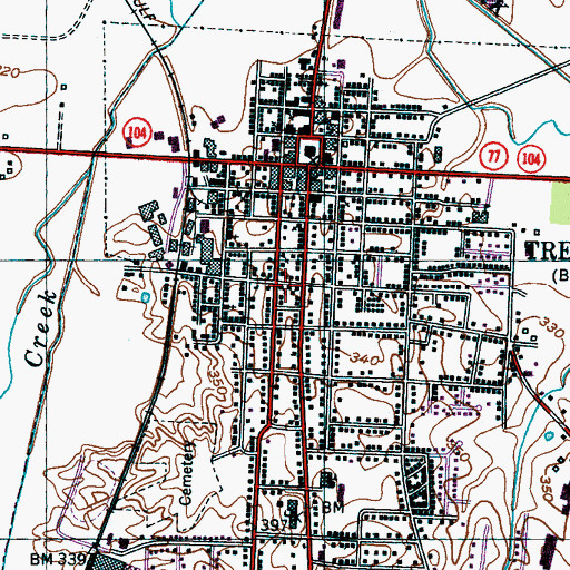 Topographic Map of Trenton First Baptist Church, TN