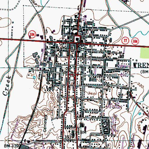 Topographic Map of Trenton First Methodist Church, TN