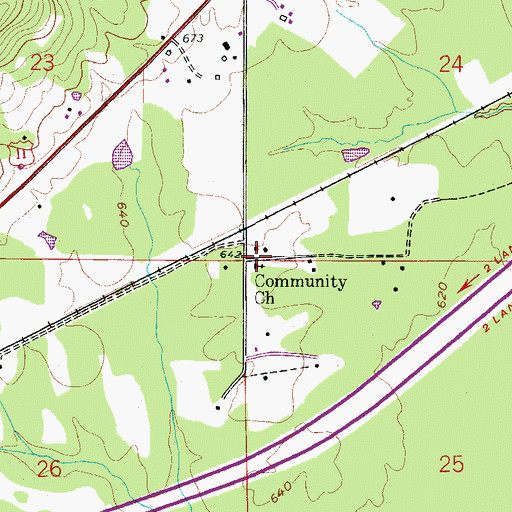 Topographic Map of Community Church, AL