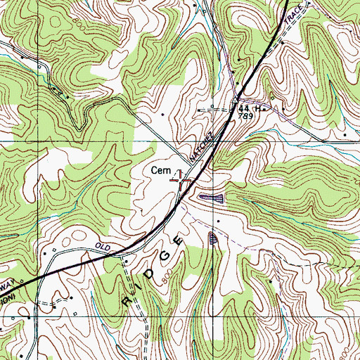 Topographic Map of Akin Ridge Cemetery, TN