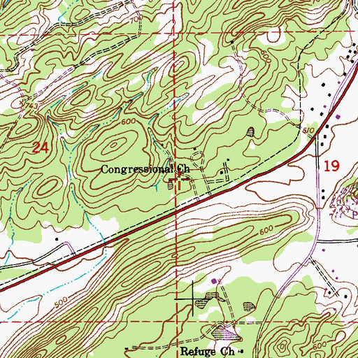 Topographic Map of Congressional Church, AL