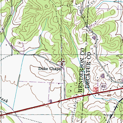 Topographic Map of Duke Cemetery, TN