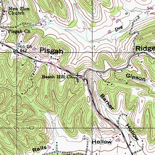 Topographic Map of Beech Hill Cemetery, TN
