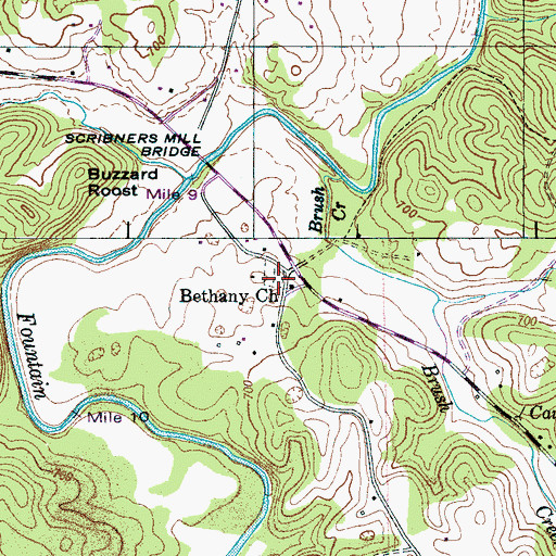 Topographic Map of Bethany Cemetery, TN