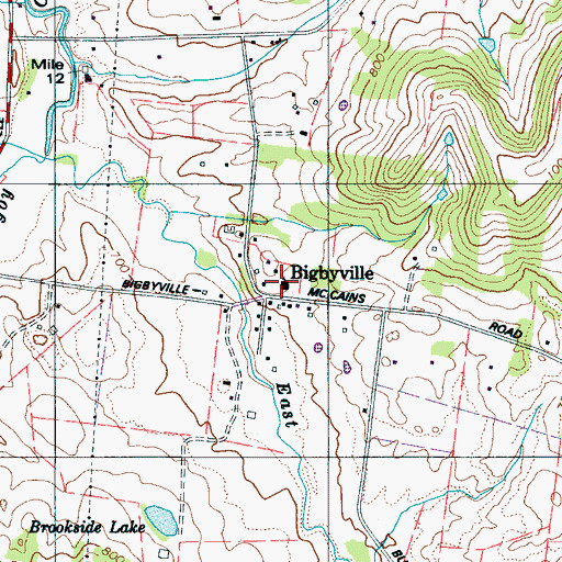 Topographic Map of Bigbyville Methodist Church, TN