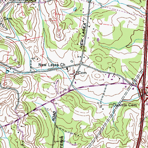 Topographic Map of Blackburn Cemetery, TN