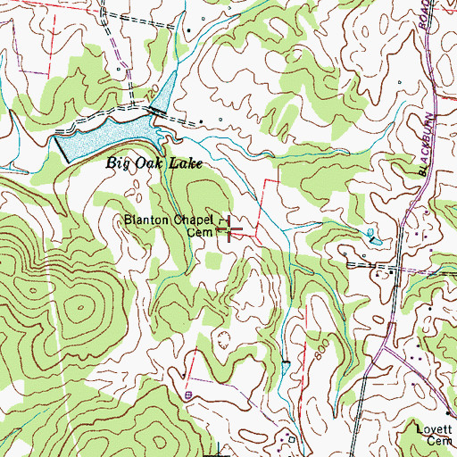 Topographic Map of Blantons Chapel (historical), TN