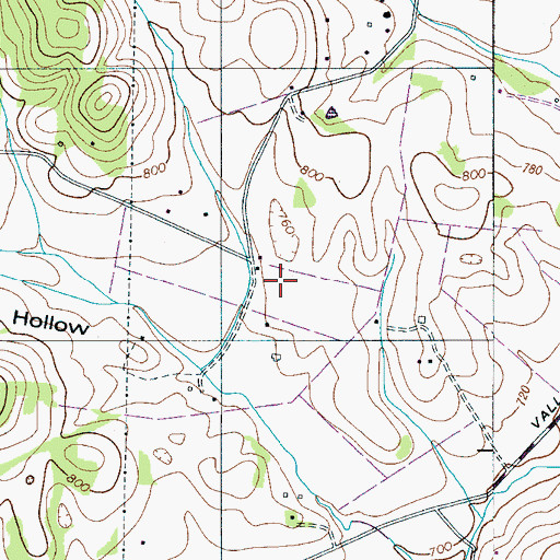 Topographic Map of Booker Cemetery, TN