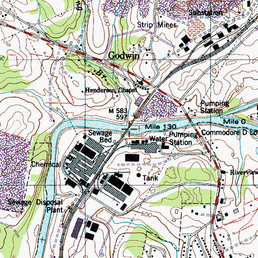 Topographic Map of Bookers Ferry (historical), TN