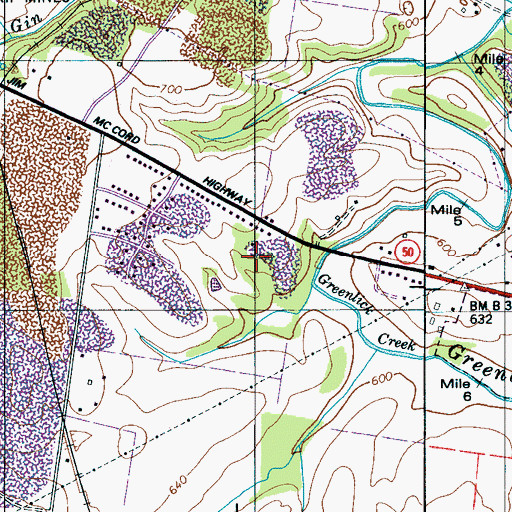 Topographic Map of Bowen Cemetery, TN