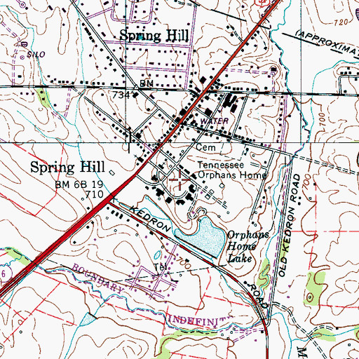 Topographic Map of Branham and Hughes Military Academy (historical), TN
