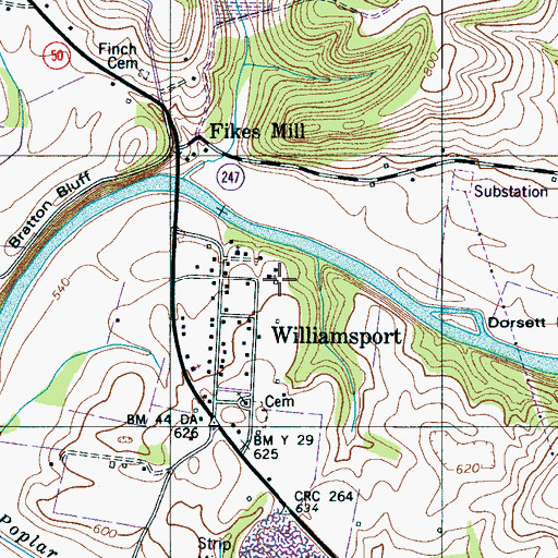 Topographic Map of Broom Cemetery, TN