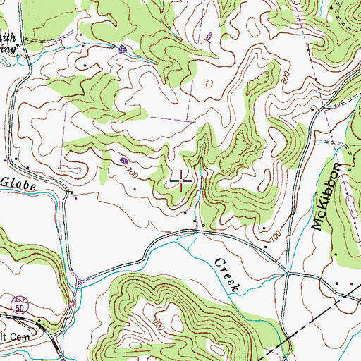 Topographic Map of Brown Cemetery, TN