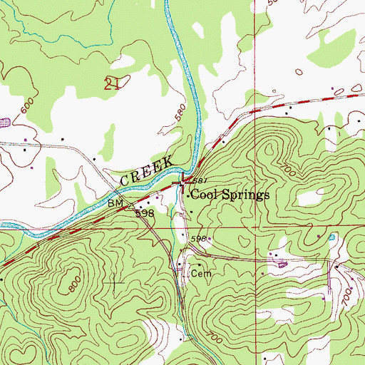Topographic Map of Cool Springs, AL