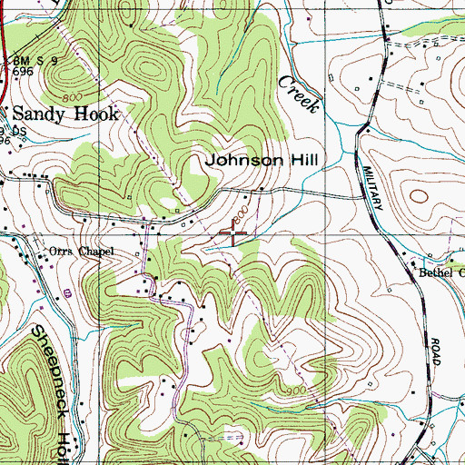 Topographic Map of Bumpass-King Cemetery, TN
