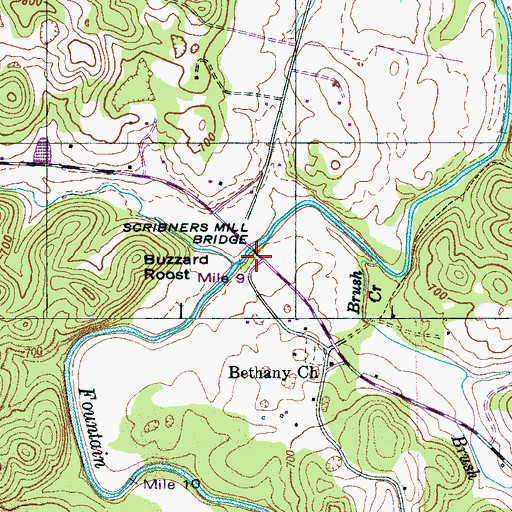 Topographic Map of Caruthers Mill (historical), TN