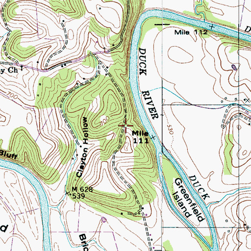 Topographic Map of Cherry Cemetery, TN