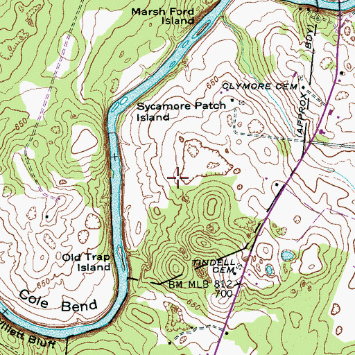Topographic Map of Clymore Cemetery, TN