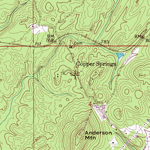 Topographic Map of Copper Springs, AL