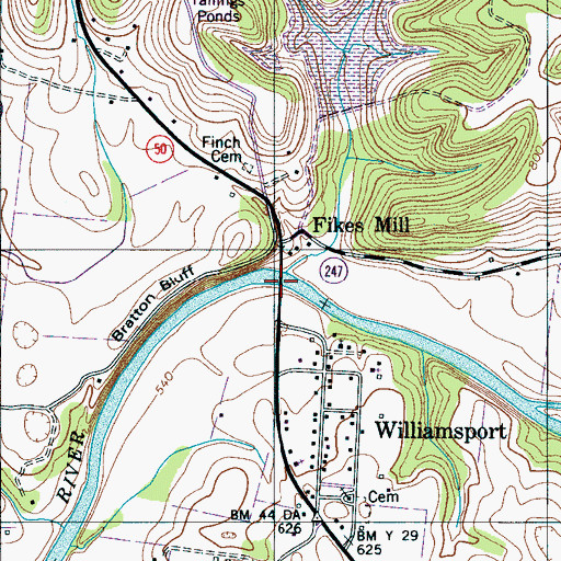 Topographic Map of Colemans Ferry (historical), TN