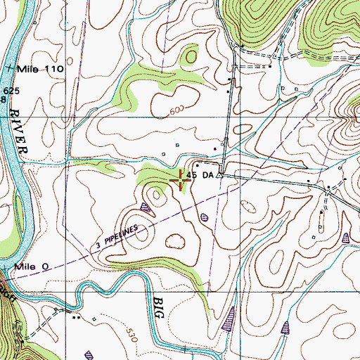 Topographic Map of Cooke Cemetery, TN