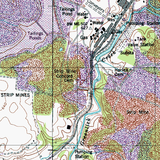 Topographic Map of Concord Cumberland Presbyterian Church (historical), TN