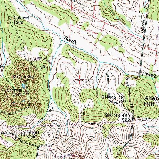 Topographic Map of Cox Cemetery, TN