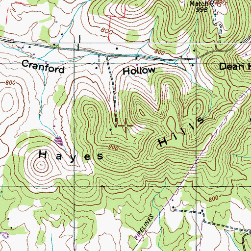 Topographic Map of Cranford Cemetery, TN