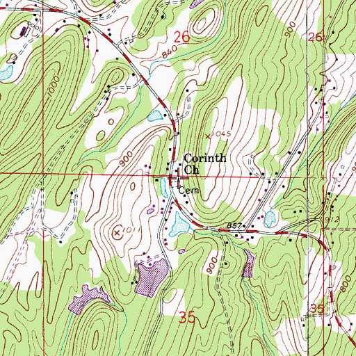 Topographic Map of Corinth Church, AL