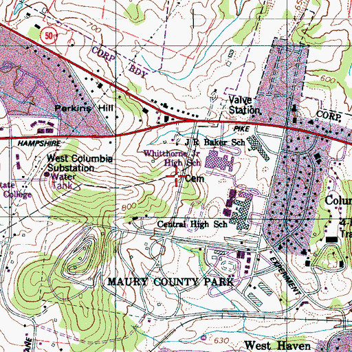 Topographic Map of Dickey Cemetery, TN
