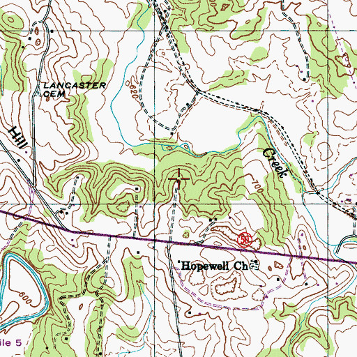Topographic Map of Dillehay Cemetery, TN