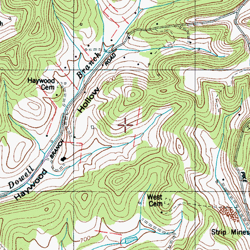 Topographic Map of Dowell Cemetery, TN