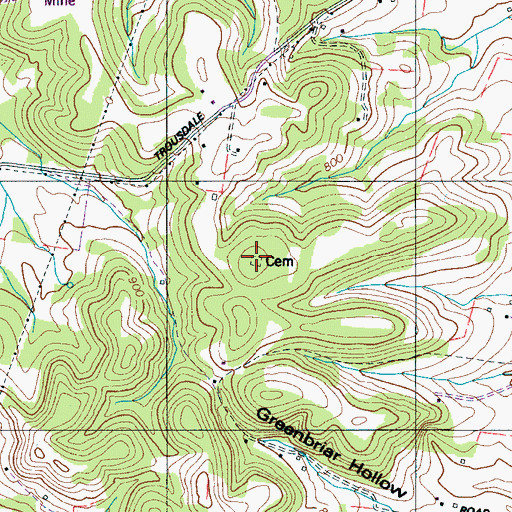 Topographic Map of Estes Cemetery, TN