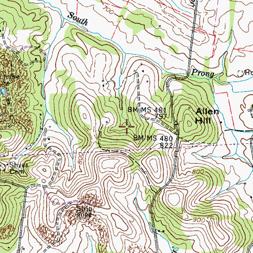 Topographic Map of Everett Cemetery, TN